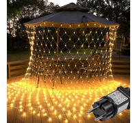 3X2m 200 LED Guirlande lumineuse Filet lumineux Blanc chaud Rideau lumineux 8 modes d'éclairage Intérieur Fête Décoration Lumières de Noël