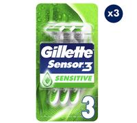 3x3 Rasoirs Jetables Sensor3 Peaux Sensibles, Gillette