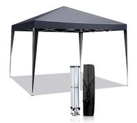 3x3m Tonnelle de Jardin Pliable Aluminium Imperméable Tente de Reception avec aux UV Pavillon Bleu Bâche PE Epaisse de env pour Fête Marriage Les Activités Commerciales (Dunkelgrau)