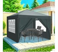 3x3m Tonnelle Pliante Imperméable Tonnelle de Jardin Tente Reception Barnum Pliant avec 4 Côtés,Gris