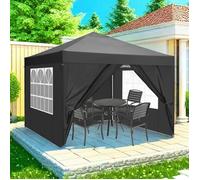 3x3m Tonnelle Pliante Imperméable Tonnelle de Jardin Tente Reception Barnum Pliant avec 4 Côtés,Noir