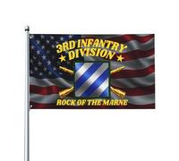 3X5Ft Drapeaux Décoratifs D'Extérieur Drapeau De La 3E Division D'Infanterie Américaine Sur Le Rocher De La Marne Luxueux Drapeau Militaire Élégant Pour Cadeau Fête