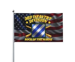 3X5Ft Drapeaux Décoratifs D'Extérieur Drapeau De La 3E Division D'Infanterie Américaine Sur Le Rocher De La Marne Luxueux Drapeau Militaire Élégant Pour Cadeau Fête