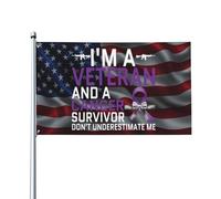 3X5Ft Drapeaux Décoratifs D'Extérieur Je Suis Un Survivant Vétéran Du Cancer Du Pancréas. Ne Me Sous-Estimez Pas. Unique Drapeau Militaire Uv Résistant Pour Cadeau Patio