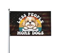 3X5Ft Drapeaux Décoratifs D'Extérieur Moins De Gens, Plus De Chiens : Drapeau Des Amoureux Des Shih Tzu Unique Drapeau De Jardin Prime Pour Patio Plate-Forme