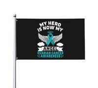 3X5Ft Drapeaux Décoratifs D'Extérieur Mon Héros Est Maintenant Mon Ange : Drapeau De Sensibilisation Au Cancer De L’Ovaire Unique Drapeau De Jardin Élégant Pour Plate-Forme Fête