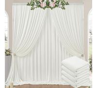 3x6 m, Rideau en ivoire pour coulisses, rideau de fond pour fête, rideau de fond pour mariage en ivoire, rideaux en polyester pour anniversaire, douche de bébé, baptême, douche de mariée