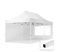 3x6 m Tonnelle Barnum Tente pliante Acier, PES 700, 2 côtés panoramiques, blanc