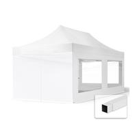 TOOLPORT Tente Pliante 3x6 m - 4 Bâches de Côté (fenêtres panoramiques) Economy 700N Housse Barnum Chapiteau Pliant Tonnelle Blanc