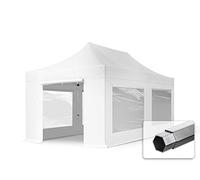 3x6 m Tonnelle pliante Alu, PVC 850, anti-feu, côtés panoramiques, blanc