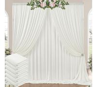 3x9 m, Rideau en ivoire pour coulisses, rideau de fond pour fête, rideau de fond en ivoire pour mariage, rideaux en polyester pour anniversaire, douche de bébé, baptême, douche de mariée