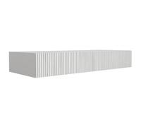 3xE Living Coiffeuse Suspendue 100 cm, 2 tiroirs, façade cannelée, Blanc, 100 x 40 x 16 cm