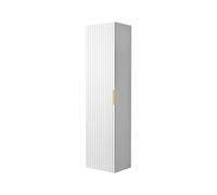 3xE Living Colonne de Salle de Bain, Blanc, poignées dorées, 35 x 27 x 136 cm