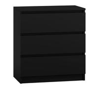 3xE Living Commode avec 3 tiroirs, Couleur : Noir, D : L : 70 cm, P 39 cm, H : 78 cm