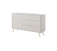 3xE Living Commode avec Trois tiroirs, Une Porte, Couleur : Cachemire Pieds dorés