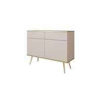 3xE Living Commode Beige avec Pieds dorés - Dimensions : 107 x 85 x 39 cm
