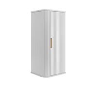 3xE Living Demi-Colonne de Salle de Bain, Blanc, poignées dorées, 35,5 x 31,5 x 79 cm