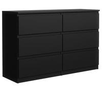 3xE Living Élégante et spacieuse Commode Demii 6 tiroirs 120cm, Parfaite pour Le Salon, Le Bureau, la Chambre (Noir). Dimensions: 120 x 38 x 78 cm