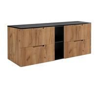 3xE Living Ensemble de Meubles de Salle de Bain 140 cm, chêne Craft/Noir, 140 x 46 x 58,6 cm