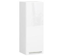 3xE Living Meuble de Cuisine Suspendu : Une Porte, Deux étagères, Couleur : Blanc/Blanc Brillant, D : L : 30 cm, H : 72 cm, P : 30 cm.