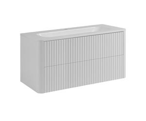 3xE Living Meuble de Salle de Bain 100, Blanc, avec Vasque, 100,7 x 44,4 x 49,9 cm