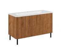 3xE Living Meuble de Salle de Bain 100, Chêne Craft, avec Vasque, Pieds Noirs, 100,7 x 44,4 x 64,9 cm