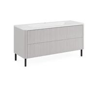 3xE Living Meuble de Salle de Bain 120, Blanc, avec Vasque, Pieds Noirs, 120,7 x 44,4 x 64,9 cm