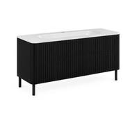 3xE Living Meuble de Salle de Bain 120, Noir, avec Vasque, Pieds Noirs, 120,7 x 44,4 x 64,9 cm