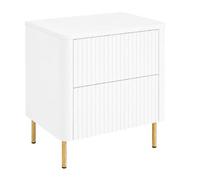 3xE Living Meuble de Salle de Bain 60, Blanc, Plan Blanc, Pieds dorés, 60,8 x 44,2 x 65 cm