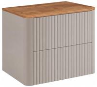 3xE Living Meuble de Salle de Bain 60, Cachemire, Plan chêne Craft, 60,8 x 44,2 x 50 cm
