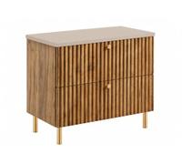 3xE Living Meuble de Salle de Bain sur Pieds avec Plan 80, chêne Craft doré + Plan Cachemire, poignées en Trois Couleurs, Pieds dorés, 80 x 44,4 x 73,6 cm