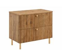 3xE Living Meuble de Salle de Bain sur Pieds avec Plan 80, chêne Craft doré + Plan chêne Craft, poignées en Trois Couleurs, Pieds dorés, 80 x 44,4 x 73,6 cm