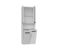 3xE Living Meuble Salle de Bain - Armoire Debout avec Cinq étagéres et Deux Panier à Linge, Blanc, P : 30 cm, H : 174 cm, L : 60 cm