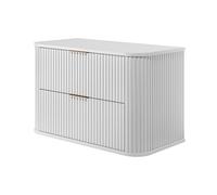 3xE Living Meuble sous-Vasque Suspendu 80,4 cm, Blanc, poignées dorées, 80,4 x 41,5 x 51,7 cm