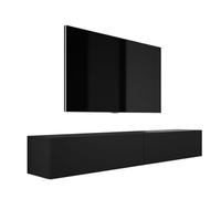 3xE Living Meuble TV Suspendu, D : L : 2 x 100 cm, H : 34 cm, P : 32 cm, Noir Mat