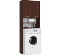 3xEliving Armoire pour machine à laver KORALIA avec 2 portes, pour machine à laver ou sèche-linge, armoire haute Étagère de salle de bain Armoire de salle de bain en wengé