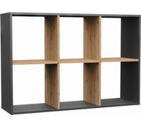 3xEliving Bibliothèque 2X3, étagère à livres, étagère cubique, étagère sur pied en anthracite & chêne Artisan (L:110cm x H:75cm x P:30cm)
