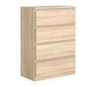 3xEliving Commode élégante et spacieuse Demii 4 tiroirs 102cm, chêne Sonoma, Parfaite pour Le Salon, Le Bureau, la Chambre. Dimensions: 70 x 39 x 101 cm.