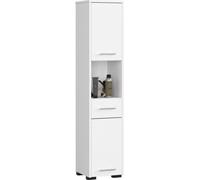 3xEliving KORALIA Armoire haute, armoire de salle de bains avec 6 compartiments et 2 portes en blanc 140x30x30