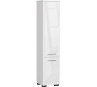 3xEliving KORALIA D2 Armoire haute, armoire de salle de bains en blanc/blanc brillant 140x30x30