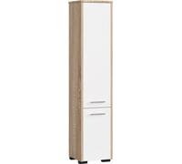 3xEliving KORALIA D2 Armoire haute, armoire de salle de bains en chêne soonia/blanc 140x30x30