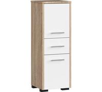 3xEliving KORALIA D2SZ1 Armoire haute, armoire de salle de bains en chêne soonia/blanc 85x30x30