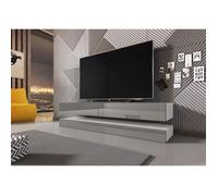 3xeLiving Meuble TV innovant et moderne Sajna 140cm blanc / gris brillant