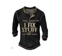 (3XL,black)Men's Henley Shirt Tee Graphic Letter Henley Clothing Apparel 3d Print Casual Daily Wear Long Sleeve Print Fashion Designer Comfort