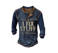 (3XL,Navy blue)Men's Henley Shirt Tee Graphic Letter Henley Clothing Apparel 3d Print Casual Daily Wear Long Sleeve Print Fashion Designer Comfort