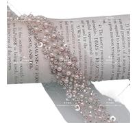 3Yard Black White Pearl Beaded Lace Trim Tape Sequined Ribbon DIY Collar Sewing Garment Belt Wedding Dress Materials(Pink)