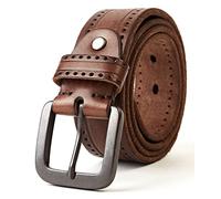 3ZHIYI hommes Ceinture En 100% cuir,Ceinture En Cuir Pleine Fleur boucle ardillon (Marron foncé-065, 130CM)