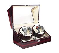 4+0 Automatic Watch Winder, Wooden Leather Automatic Watch Storage Box, Rotating Box, LED Light, Suitable for Men and Women Watch Display
