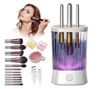 4.0 Nettoyeur de pinceaux de maquillage - Moteur ultra puissant 4.0 - 9000 tr/min - Double puissance de nettoyage - Nettoyant électrique pour pinceaux de maquillage de toutes tailles - Couleur blanche