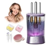 4.0 Nettoyeur de pinceaux de maquillage - Moteur ultra puissant 4.0 - 9000 tr/min - Double puissance de nettoyage - Nettoyant électrique pour pinceaux de maquillage de toutes tailles - Étoile violette